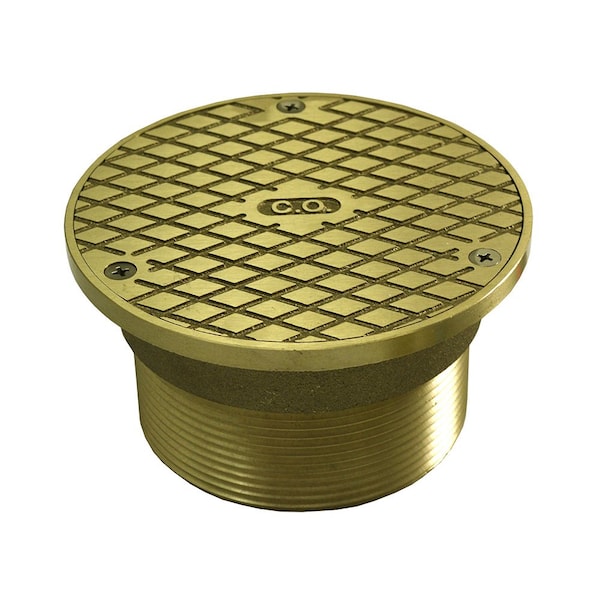 Jones Stephens 3-1/2in. Metal Heavy Duty Cleanout Spud with 5in. Polished Brass Round Cover C37811 - main